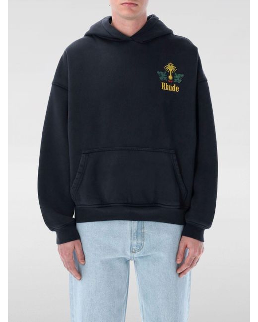 Felpa Con Cappuccio Stampata di Rhude in Blue da Uomo