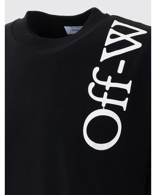 Off-White c/o Virgil Abloh Black Contrast Logo Cotton T-Shirt With Dropped Shoulders for men