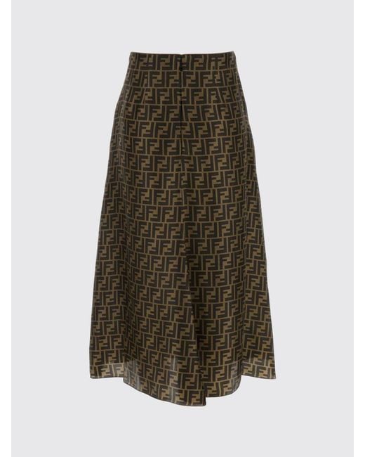 Fendi Brown Ff Silk Skirt