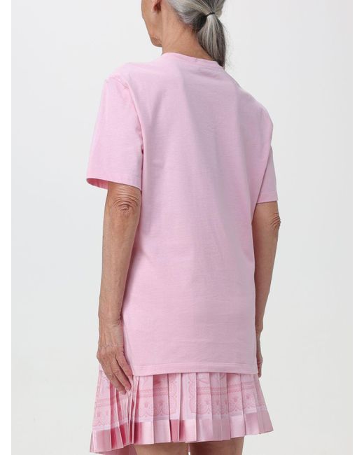 T-shirt in cotone con logo di Versace in Pink