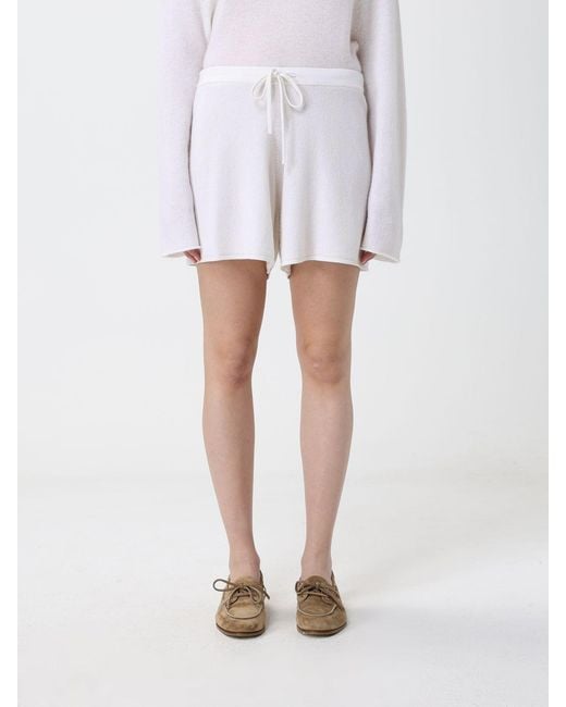 Allude White Cashmere Drawstring Shorts