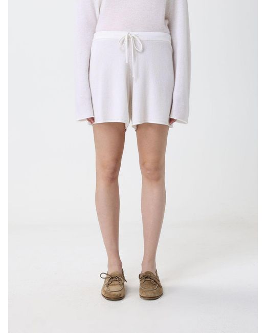 Allude White Cashmere Drawstring Shorts