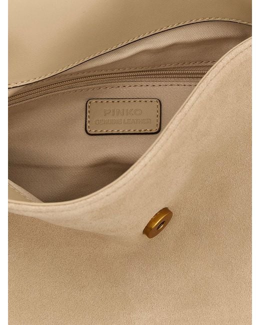 Pinko Natural Medium Suede Saddle Bag Baguette Shoulder Bag