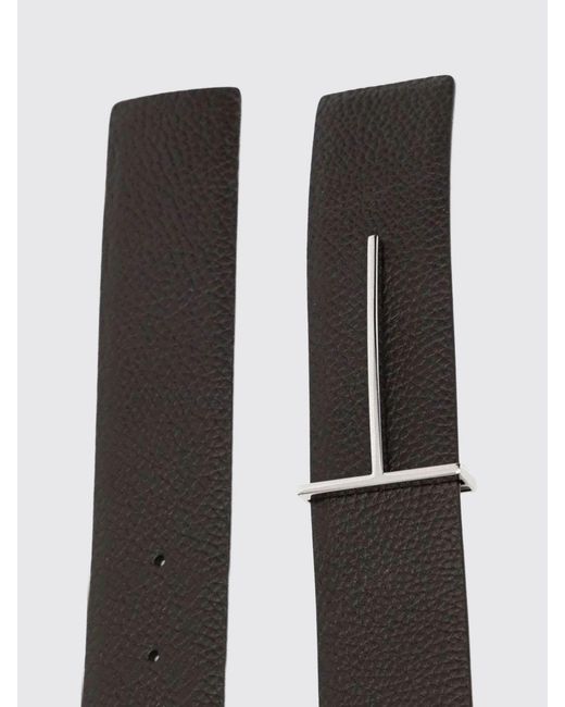 Tom Ford White Reversible 4Cm Pebbled Leather Belt With T Monogram Buckle for men