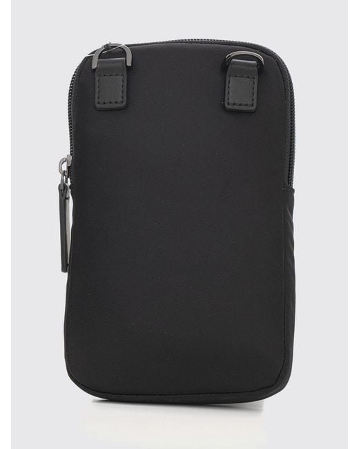 Emporio Armani Black Eagle Monogram Nylon Crossbody Bag With Zip for men