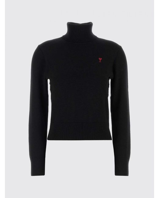 AMI Blue Rollkragenpullover Aus Merinowolle Mit Logo