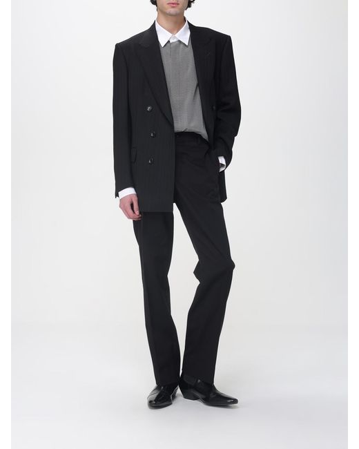 Tom Ford Gray Silk Shirt With Zig-Zag Pattern for men