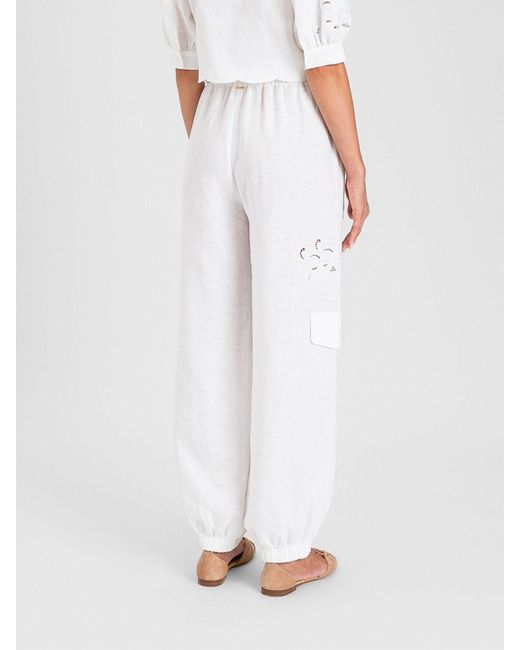 Twinset White Linen Cargo Trousers
