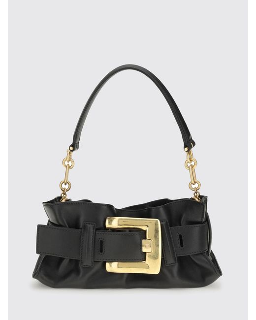 Balmain White Anthem Ruched Leather Bag