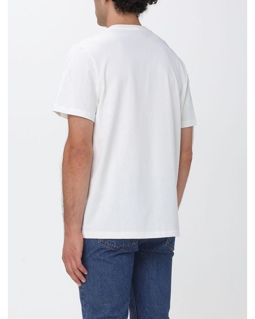 A.P.C. White Contrasting Printed Logo Short-Sleeved Cotton T-Shirt for men