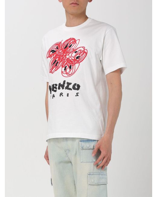 KENZO White Drawn Boke Logo-print Cotton-jersey T-shirt for men