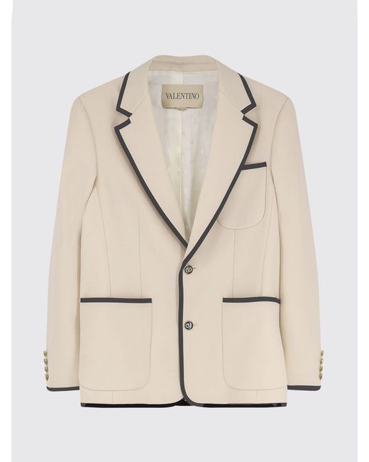 Valentino Natural Single-Breasted Virgin Wool Blazer for men