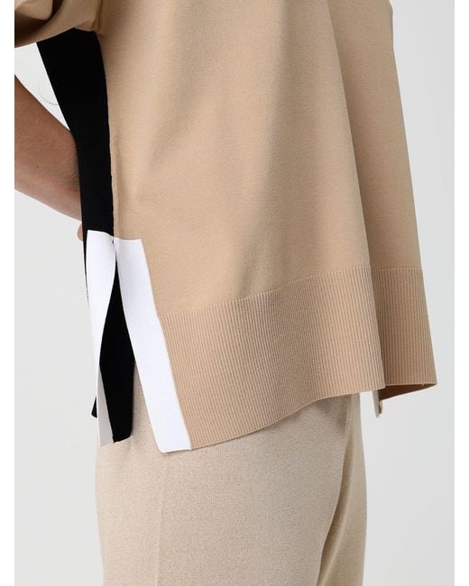 Kangra Natural Two-Tone Viscose Blend V-Neck Top