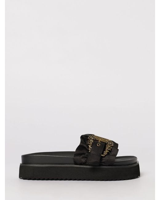 Versace Jeans Couture White Ruched Fabric Sliders