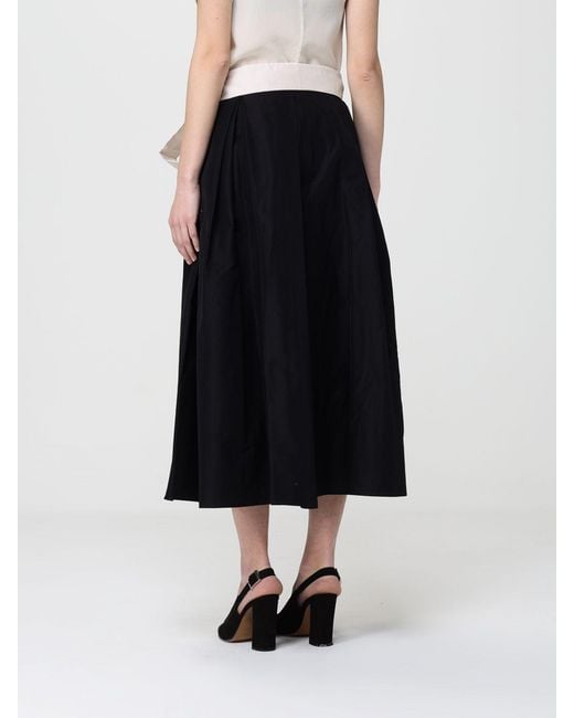 Max Mara Black Baschi Cotton Blend Twill Midi Skirt