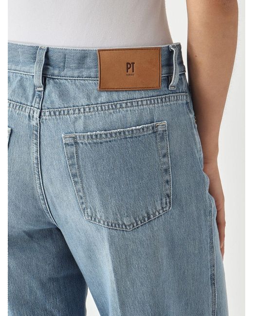 PT Torino Blue Cotton Flared Jeans