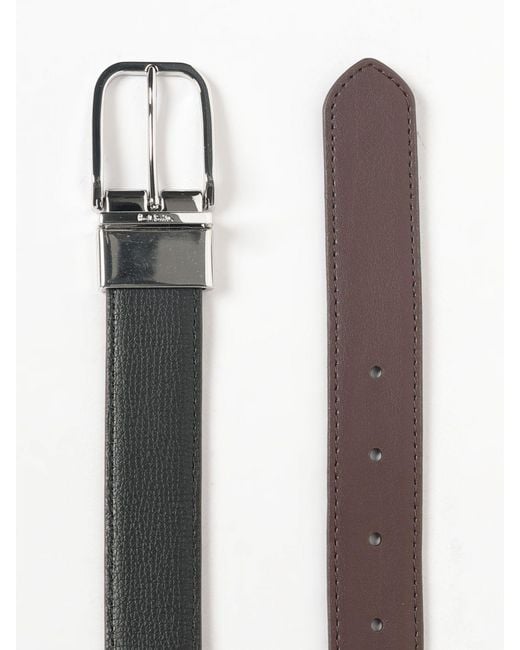 Cinturón Reversible De Piel De Becerro Con Hebilla De Pin Grabada Paul Smith de hombre de color Gray