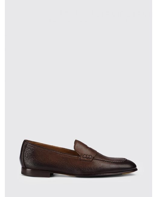 Doucal's Brown Grained Leather Loafers for men