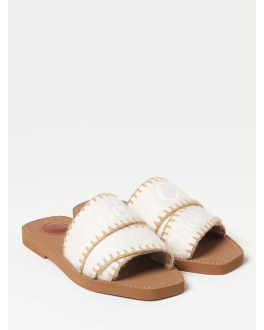 Sliders Woody in canvas di Chloé in White