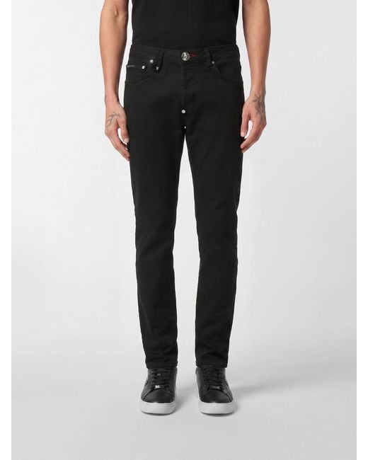 Philipp Plein Black Slim Fit Denim Jeans for men