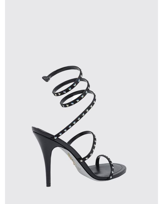 Rene Caovilla Metallic Star Leather Sandal With Star Rhinestones