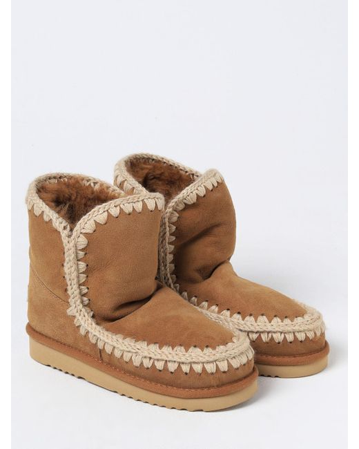 Mou Brown Flat Ankle Boots