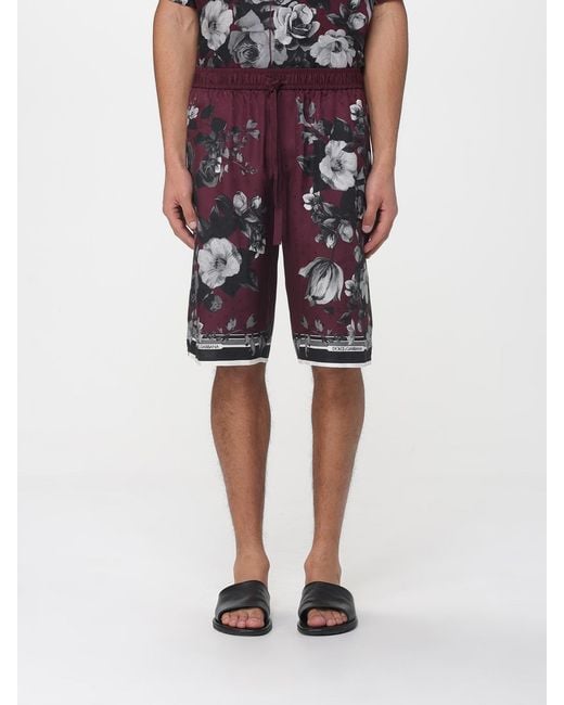 Dolce & Gabbana Red Dolce &Amp Gabbana Silk Shorts With Floral Print for men