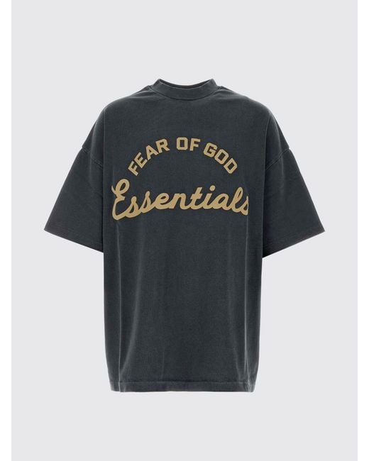 Fear Of God Gray Relaxed Fit Cotton T-Shirt With Contrast Logo for men