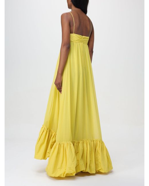 Pinko Yellow Long Dress With Thin Straps And Flounce
