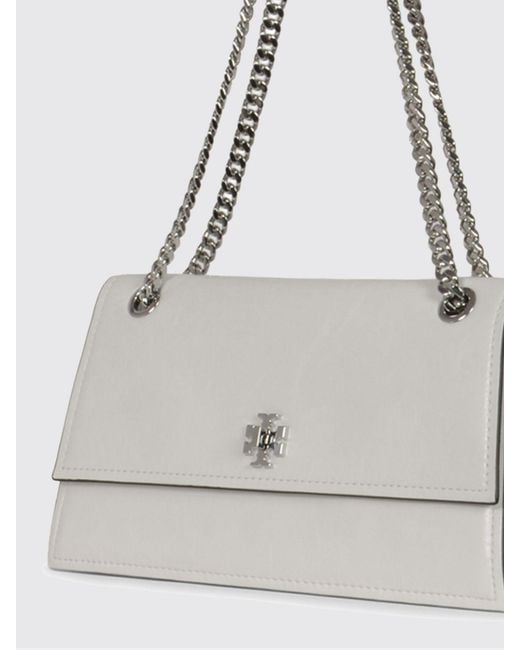 Tory Burch White Kira Ruched Leather Bag