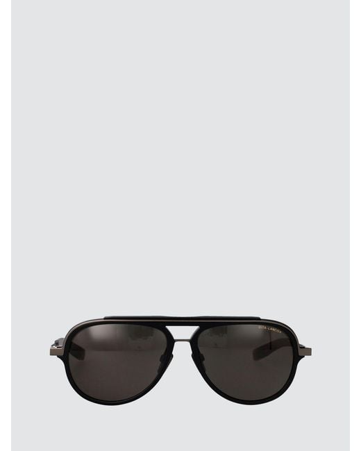 Dita Eyewear Black Vintage Design Rectangular Metal Aviator Sunglasses for men