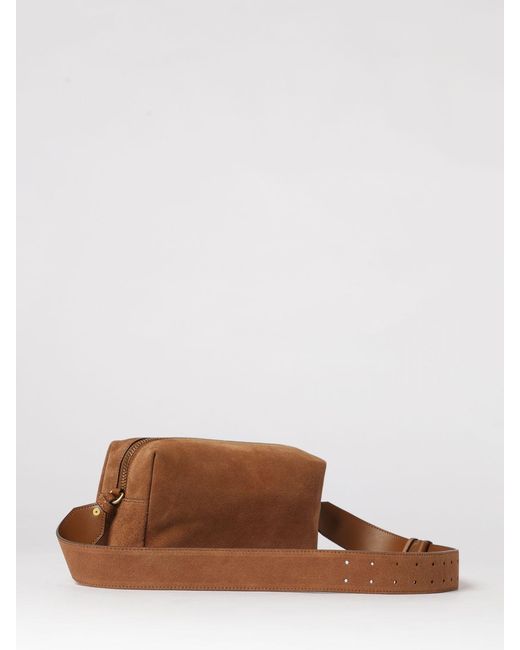 Pinko Brown Horizontal Medium Suede Shoulder Bag