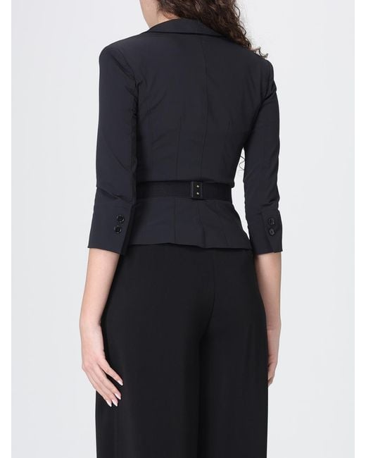 Elisabetta Franchi Black Double-Breasted Blazer With Belt