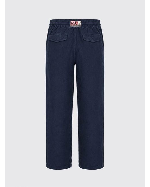 Mc2 Saint Barth Blue Linen Jogging Trousers for men
