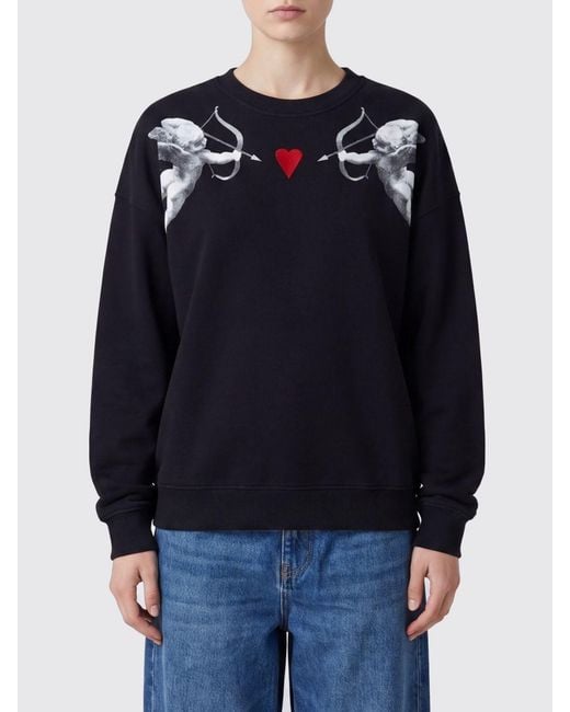 Fiorucci Blue Printed Cotton Crew Neck Sweatshirt