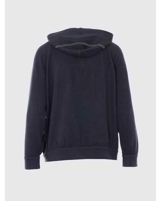 Brunello Cucinelli Blue Cotton Blend Hoodie