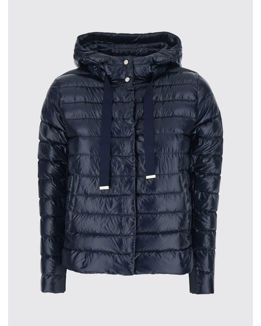 Herno Blue Quilted Ultra-Light Nylon Short Down Jacket With Hood