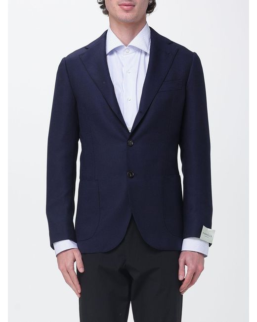 Luigi Borrelli Napoli Blue Single-Breasted Virgin Wool Blazer for men