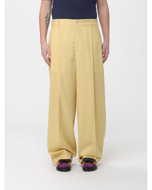 Marni Yellow Virgin Wool Wide Leg Trousers for men