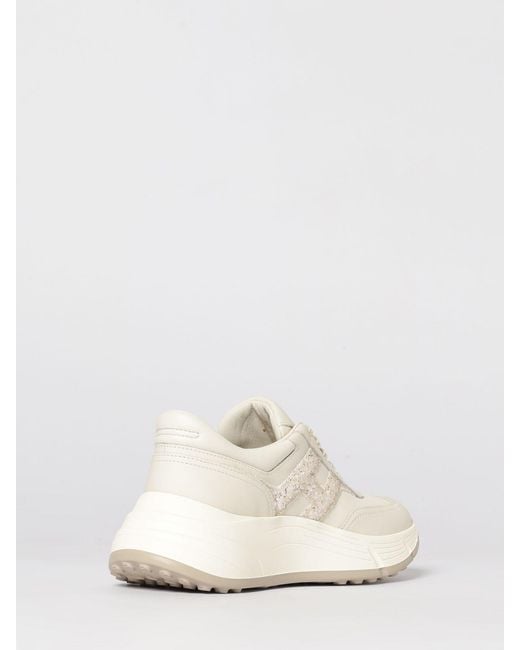 Hogan White Hi-Fi Glitter Leather Sneakers