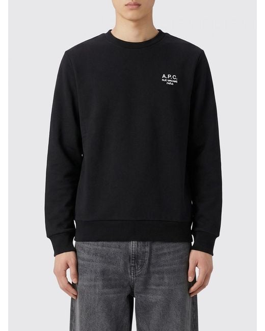 A.P.C. Black Cotton Crew-Neck Sweatshirt With Logo for men