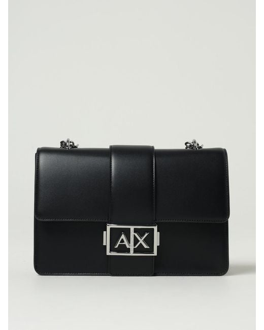 ARMANI EXCHANGE Black Faux Leather Crossbody Bag