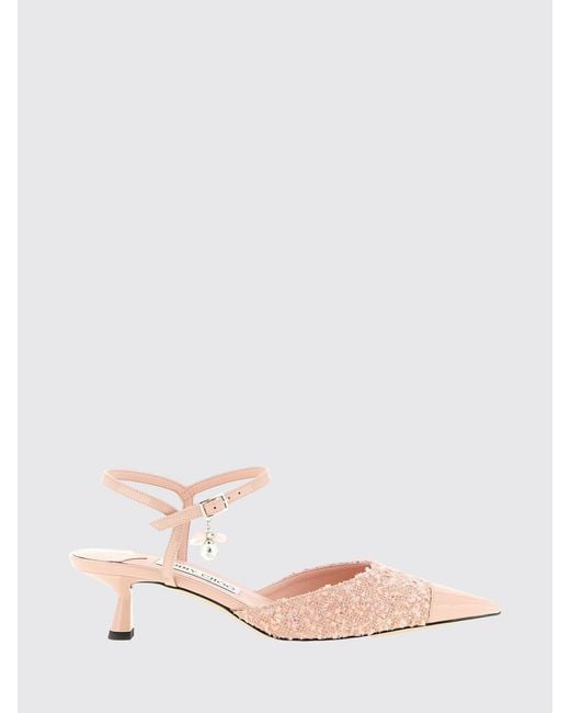 Jimmy Choo Pink Aren Tweed And Patent Leather Slingback