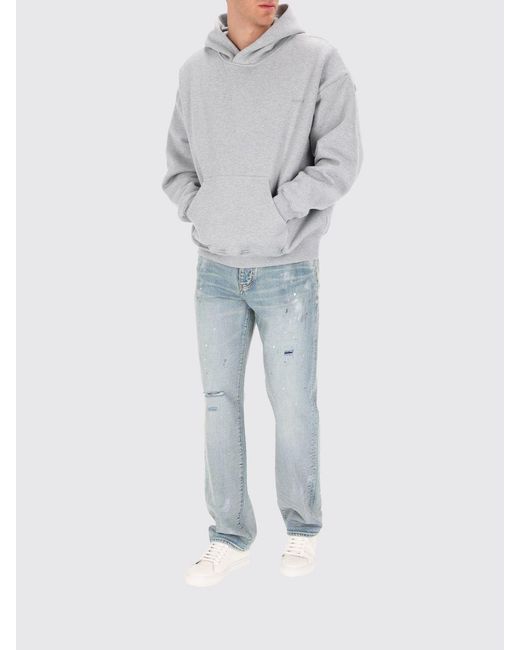 Purple Gray Cotton Hoodie for men