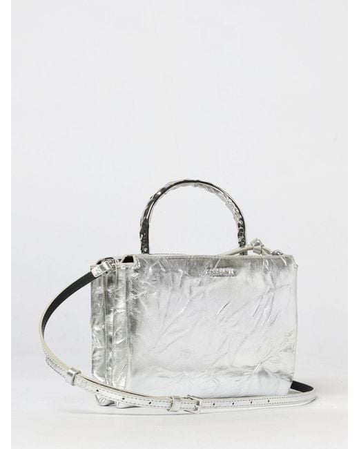 Coccinelle Gray Arlettis Droplet Wrinkled Effect Laminated Leather Bag