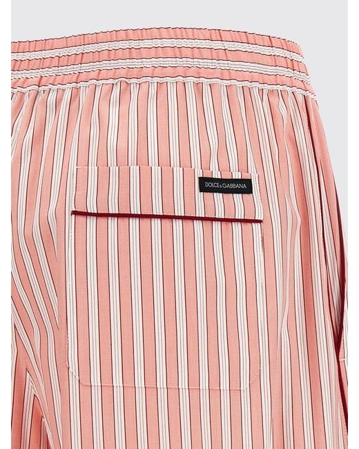 Dolce & Gabbana Pink Dolce &Amp Gabbana Striped Cotton And Silk Palazzo Trousers