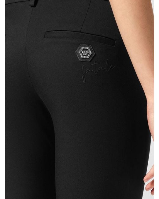 Philipp Plein Black Low-Rise Skinny Fit Jersey Trousers