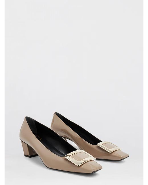 Roger Vivier Natural Belle Vivier Patent Leather Pumps