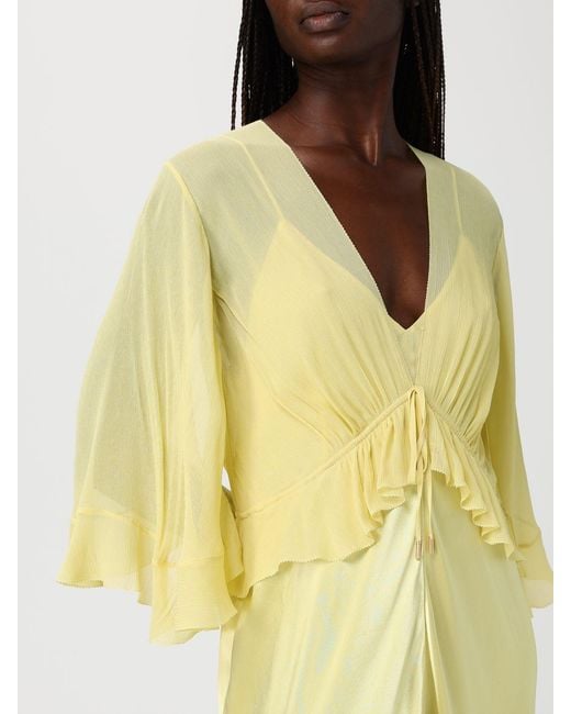 Alberta Ferretti Yellow Long Satin Dress