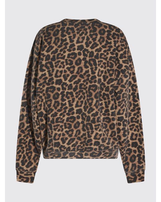 Anine Bing Blue All-Over Animal Print Cotton Crewneck Sweatshirt